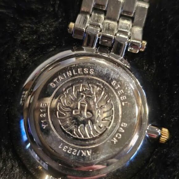 Anne Klein two-tone watch with Sworovski crystals